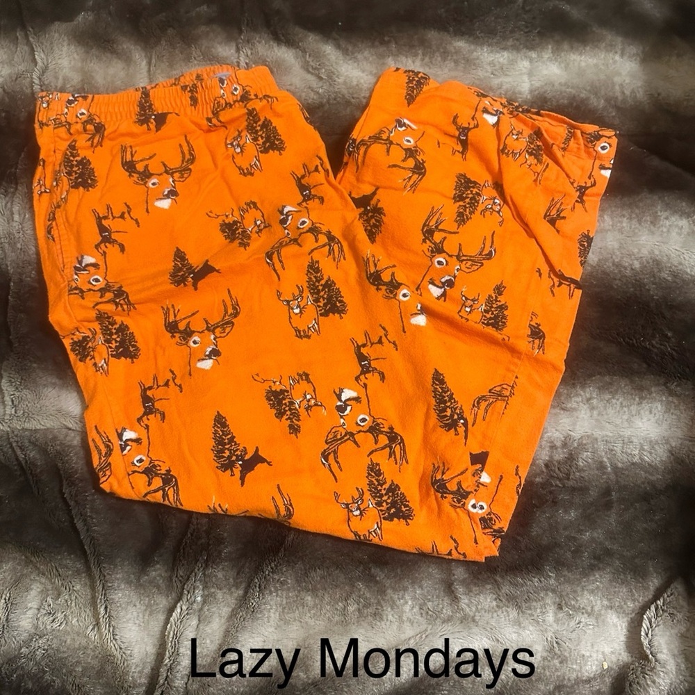Orange Deer Print Pajama Pants